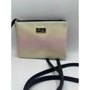 Betsey Johnson Ombre Pastel Rainbow Crossbody Wristlet Clutch Long Strap GUC